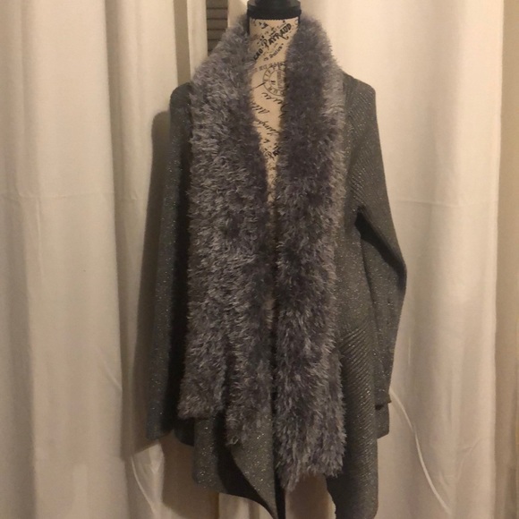 Lauren Michelle woman Metallic Faux fur sweater 1x